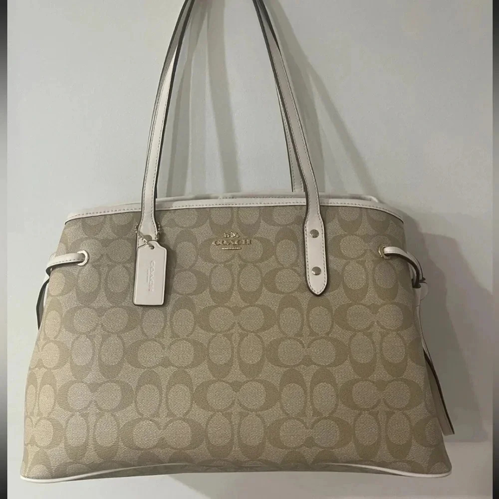 Coach Signature Drawstring Carryall Shoulder Bag F57842 TOTE BAG AUTHENTIC 100% - Picture 3 of 15